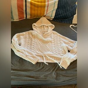 Cozy Cream Cable Knit Hoodie Sweater